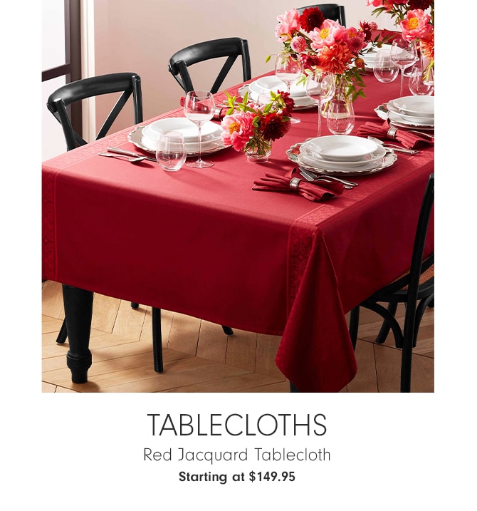 TABLECLOTHS - Red Jacquard Tablecloth - Starting at $149.95