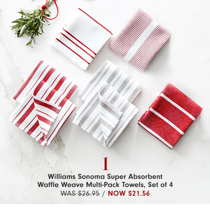 Williams Sonoma Super Absorbent Waffle Weave Multi-Pack Towels, Set of 4 - Now $21.56