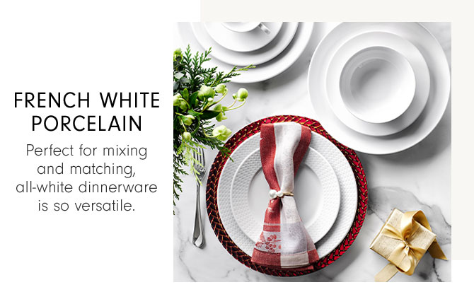 French white porcelain - Perfect for mixing and matching, all-white dinnerware is so versatile.