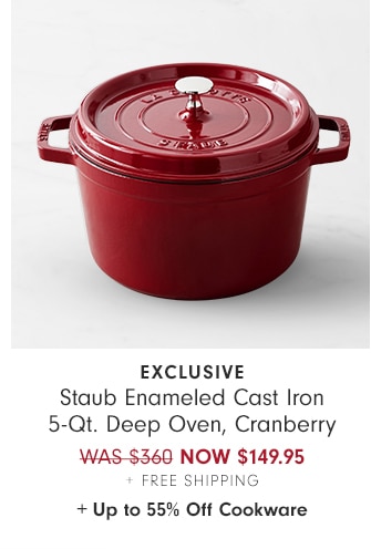 Staub Enameled Cast Iron 5-Qt. Deep Oven, Cranberry - Now $149.95 + Free Shipping + Up to 55% Off Cookware