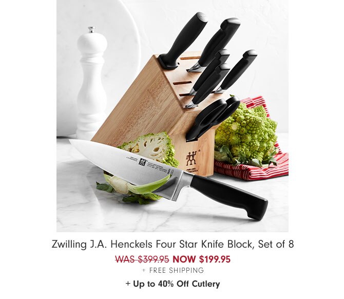 Zwilling J.A. Henckels Four Star Knife Block, Set of 8 NOW $199.95 + Free Shipping + Up to 40% Off Cutlery