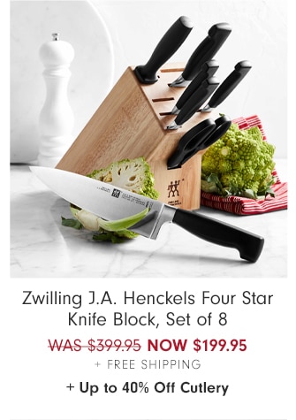 Zwilling J.A. Henckels Four Star Knife Block, Set of 8 - NOW $199.95 + Free Shipping + Up to 40% Off Cutlery