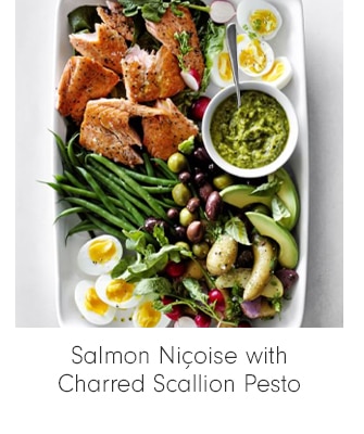 Salmon Niçoise with Charred Scallion Pesto