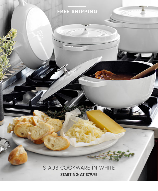 STAUB COOKWARE IN WHITE STARTING AT $79.95