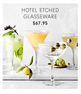 HOTEL ETCHED GLASSWARE $67.95