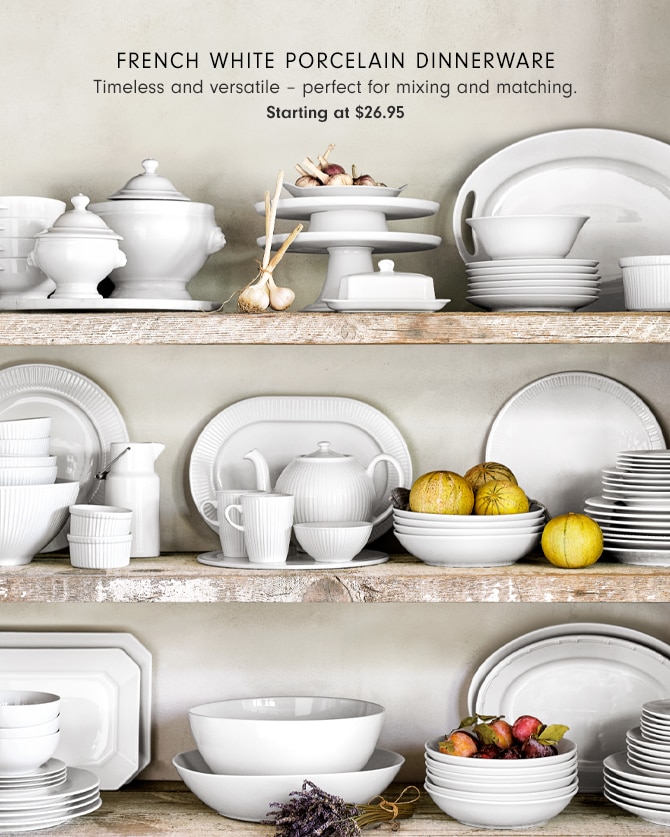 FRENCH WHITE PORCELAIN DINNERWARE - Starting $26.95