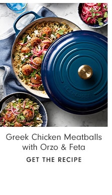 Greek Chicken Meatballs with Orzo & Feta - Get the recipe