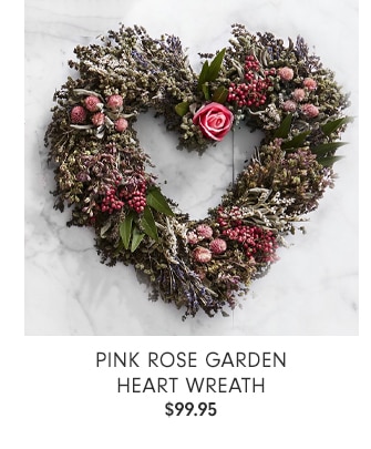 Pink Rose Garden Heart Wreath - $99.95