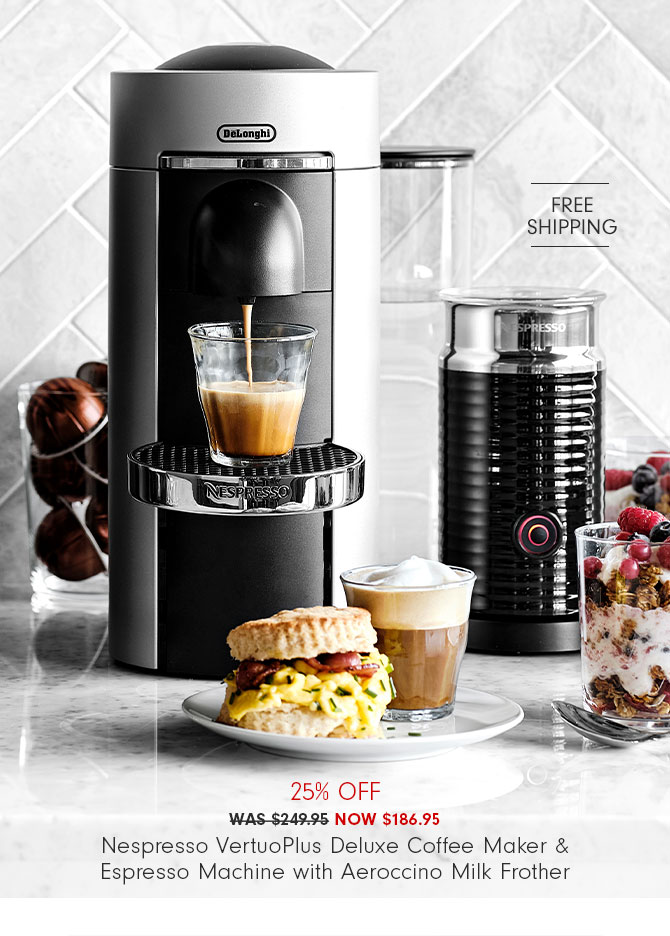 25% Off Now $186.95 Nespresso VertuoPlus Deluxe Coffee Maker & Espresso Machine with Aeroccino Milk Frother