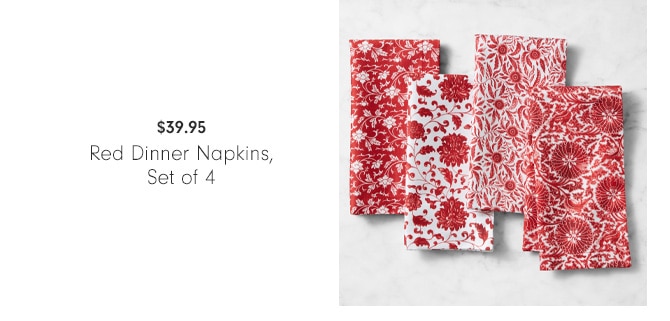 $39.95 - Red Dinner Napkins, Set of 4