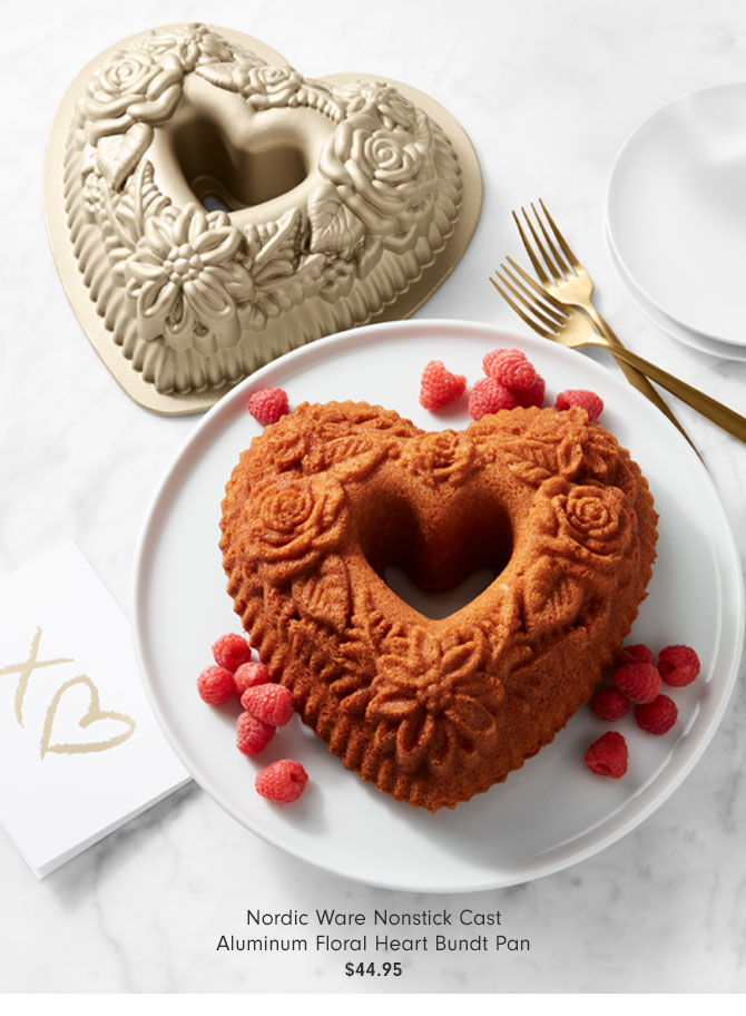 Nordic Ware Nonstick Cast Aluminum Floral Heart Bundt Pan $44.95