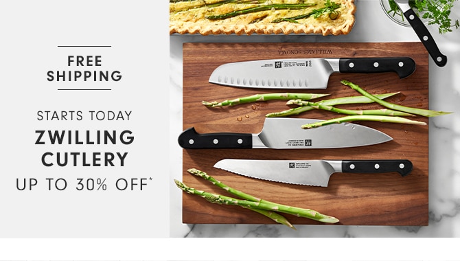 FREE SHIPPING STARTS TODAY ZWILLING CUTLERY UP TO 30% OFF" 