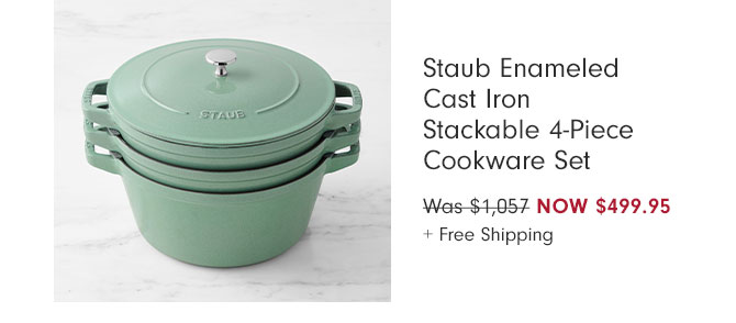 Staub Enameled Cast Iron Stackable 4-Piece Cookware Set NOW $499.95 + Free Shipping