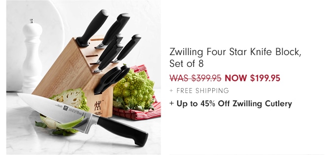 Zwilling Four Star Knife Block, Set of 8 - NOW $199.95 + Free Shipping + Up to 45% Off Zwilling Cutlery