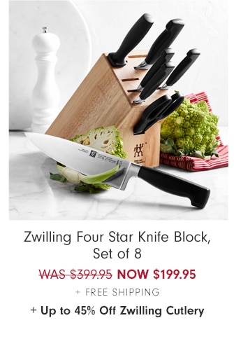 Zwilling Four Star Knife Block, Set of 8 - NOW $199.95 + Free Shipping + Up to 45% Off Zwilling Cutlery