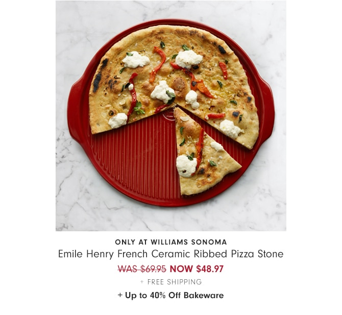 Emile Henry French Ceramic Ribbed Pizza Stone - NOW $48.97 + Free Shipping + Up to 40% Off Bakeware