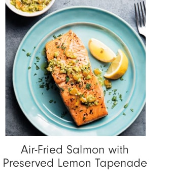 Air-Fried Salmon with Preserved Lemon Tapenade