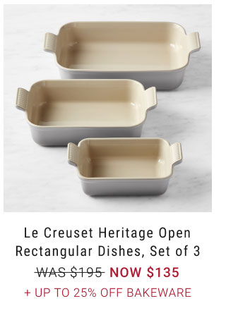 Le Creuset Heritage Open Rectangular Dishes, Set of 3 NOW $135 + Up to 25% Off bakeware