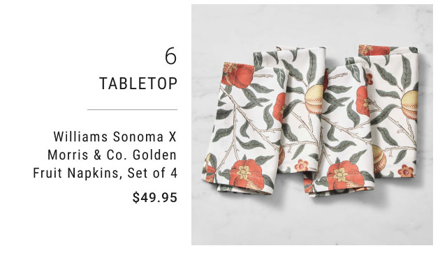 6 - Tabletop - Williams Sonoma x Morris & Co. Golden Fruit Napkins, Set of 4 - $49.95