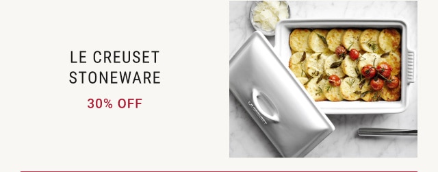 LE CREUSET STONEWARE. 30% OFF.