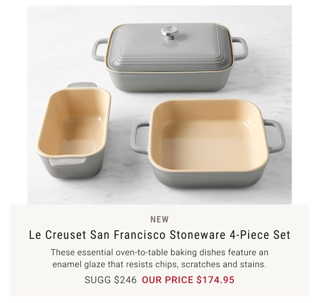 NEW - Le Creuset San Francisco Stoneware 4-Piece Set Our price $174.95