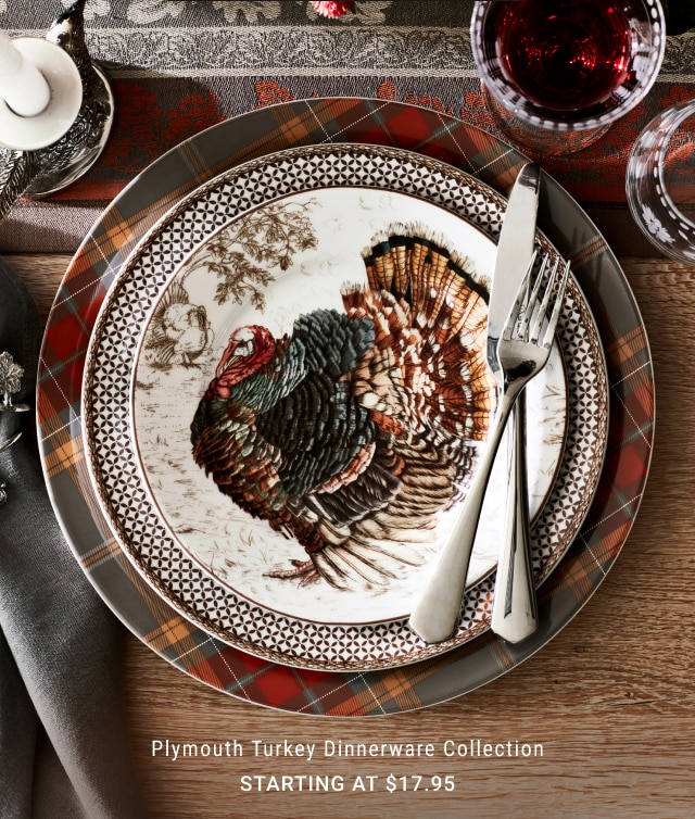 Plymouth Turkey dinnerware Collection - Starting at $17.95