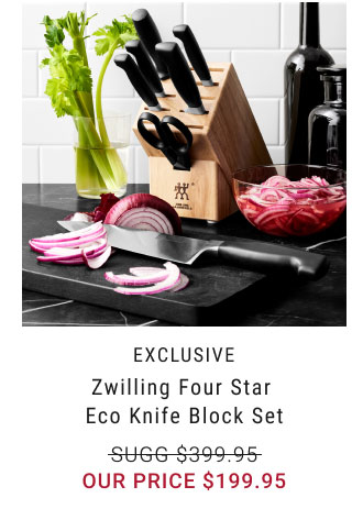 Exclusive - Zwilling Four Star Eco Knife Block Set our price $199.95