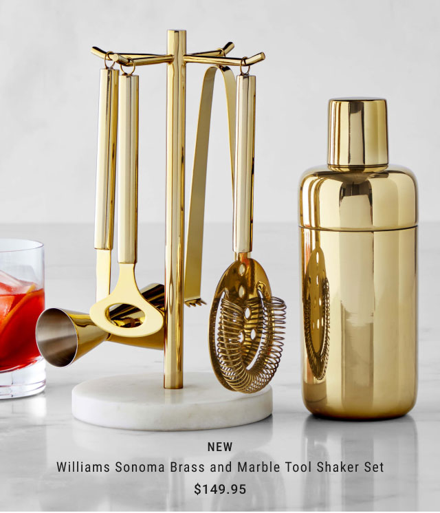 NEW - Williams Sonoma Brass and Marble Tool Shaker Set $149.95