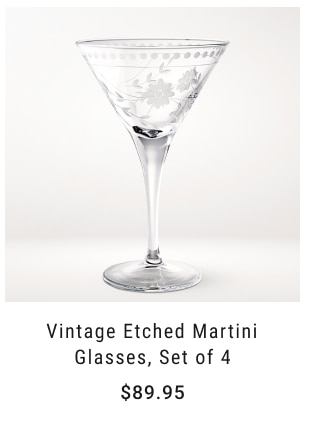 Vintage Etched Coupe Glasses $79.95, Set of 4