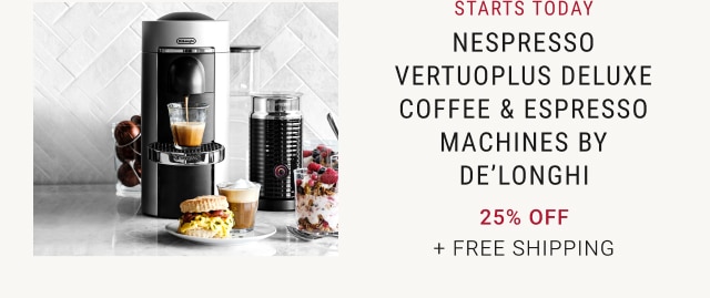 Nespresso VertuoPlus Deluxe Coffee & Espresso Machines By De’Longhi - 25% Off + Visit promo.nespresso.us with proof of purchase to redeem $50 Coffee Credit. + free Shipping