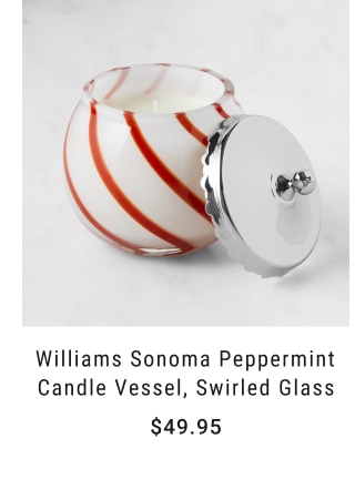 Williams Sonoma Peppermint Candle Vessel, Swirled Glass - $49.95