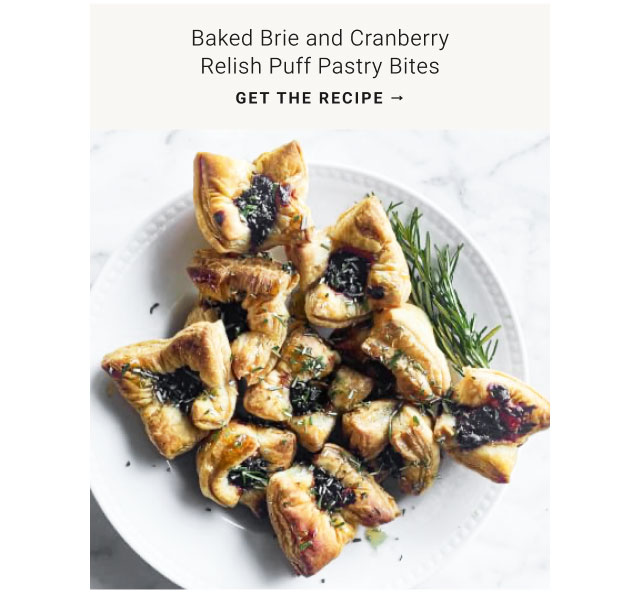 Baked Brie and Cranberry Relish Puff Pastry Bites - Get the recipe