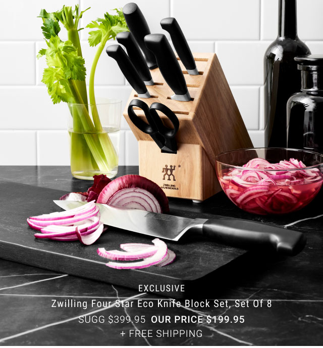 Exclusive - Zwilling Four Star Eco Knife Block Set, Set of 8 our price $199.95 + Free Shipping