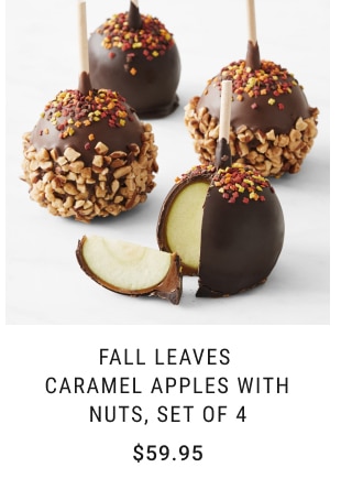 Fall Leaves Caramel Apples with Nuts, Set of 4 - $59.95