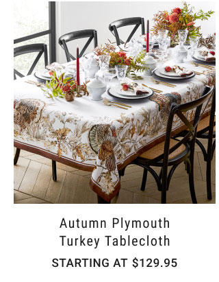 Autumn Plymouth Turkey Tablecloth Starting at $129.95