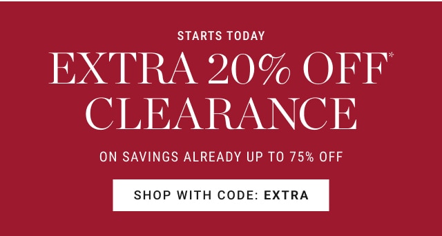 extra 20% off clearance - shop with code: ExTRA