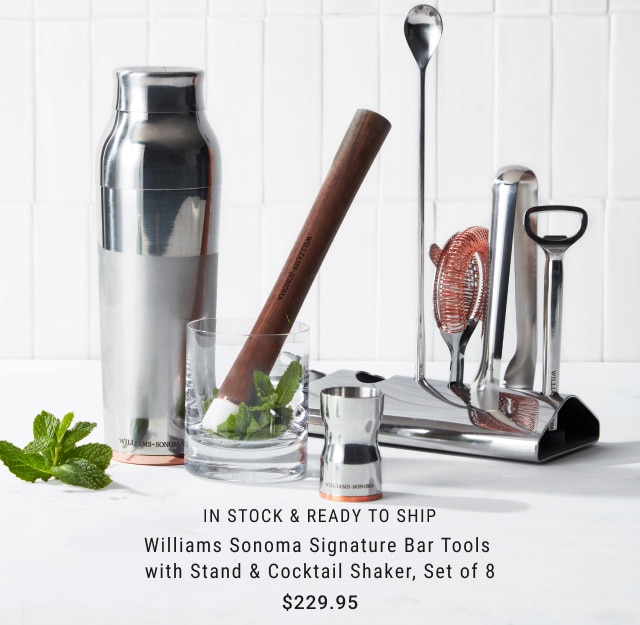 Williams Sonoma Signature Bar Tools with Stand & Cocktail Shaker, Set of 8 - $229.95