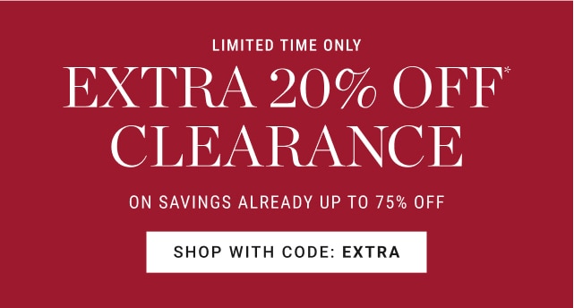 extra 20% off clearance - shop with code: ExTRA