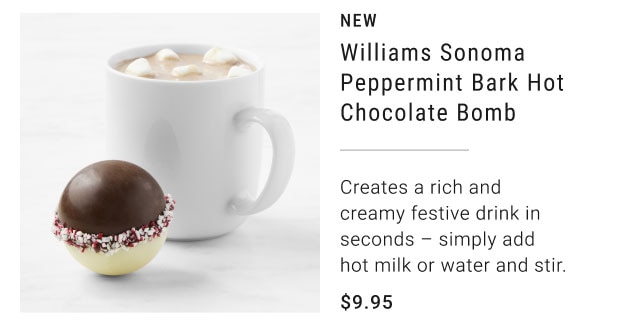 New - Williams Sonoma Peppermint Bark Hot Chocolate Bomb $9.95