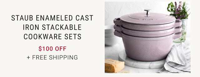 Staub Enameled Cast Iron Stackable Cookware Sets $100 off + Free Shipping