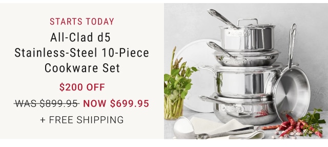 All-Clad d5 Stainless-Steel 10-Piece Cookware Set - Up to $200 off + Free Shipping