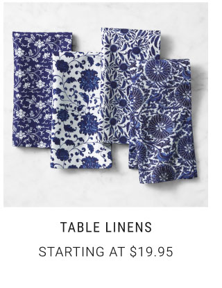 Table Linens Starting at $19.95