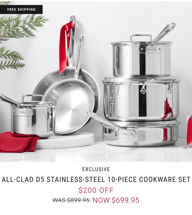 Exclusive All-Clad D5 Stainless-Steel 10-Piece Cookware Set $200 Off now $699.95