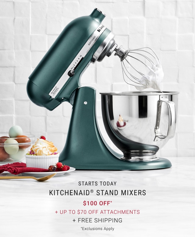 KitchenAid® Stand Mixers - $100 off + Up to $70 Off Attachments + free Shipping