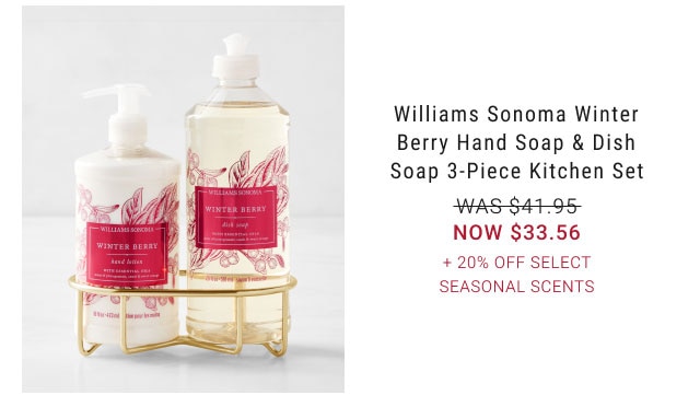 Williams Sonoma Winter Berry Hand Soap & Dish Soap 3-Piece Kitchen Set + 20% Off Select Seasonal Scents