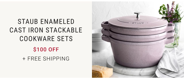 Staub Enameled Cast Iron Stackable Cookware Sets $100 off + Free Shipping