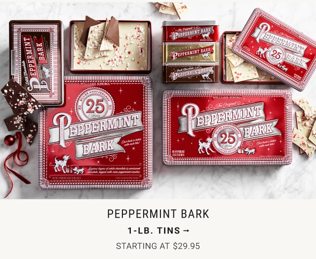 Peppermint bark 1-Lb. Tins Starting at $29.95
