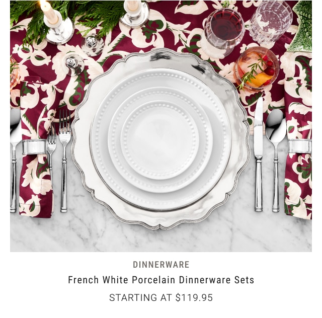 Dinnerware - French White Porcelain dinnerware sets Starting at $119.95