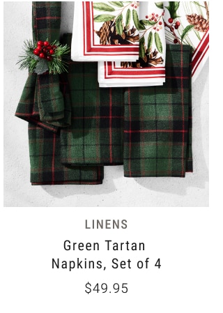 Linens Green Tartan Napkins, Set of 4 $49.95
