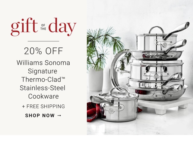 Gift of the Day. 20% Off. Williams Sonoma Signature Thermo-Clad™ Stainless-Steel Cookware + Free Shipping. Shop now →